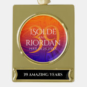 39エレガントth Agateの結婚記念日お祝い ゴールドプレートバナーオーナメント (正面)