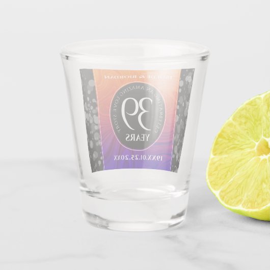 39エレガントth Agateの結婚記念日お祝い ショットグラス (裏面)