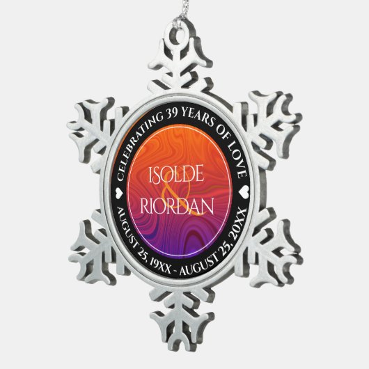 39エレガントth Agateの結婚記念日お祝い スノーフレークピューターオーナメント (右)