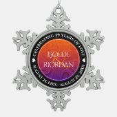 39エレガントth Agateの結婚記念日お祝い スノーフレークピューターオーナメント (正面)