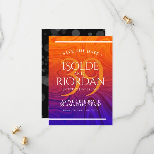 39エレガントth Agateの結婚記念日お祝い セーブザデート (正面/裏面インサイチュ)