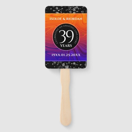 39エレガントth Agateの結婚記念日お祝い ハンドファン (裏面)