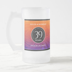 39エレガントth Agateの結婚記念日お祝い フロストグラスビールジョッキ