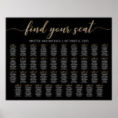 39テーブル席の黒い座席表プランを見つける ポスター (正面)