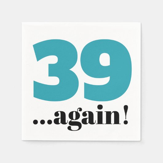 39再びティール（緑がかった色）ターコイズブルー誕生祝い スタンダードカクテルナプキン (正面)