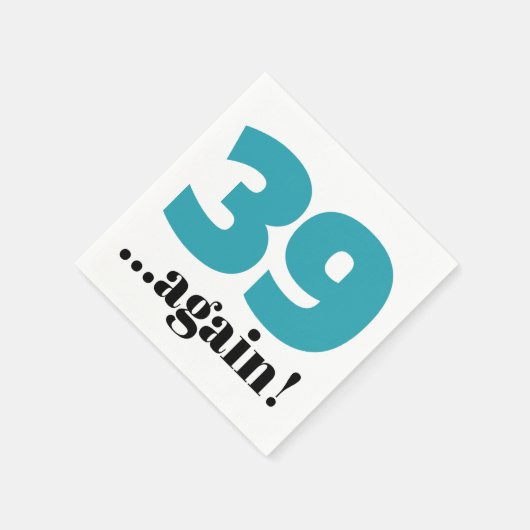 39再びティール（緑がかった色）ターコイズブルー誕生祝い スタンダードカクテルナプキン (角)