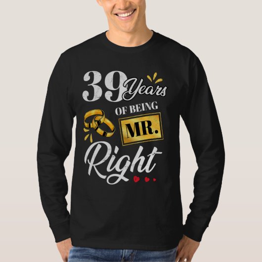 39年の右夫婦おもしろいの結婚A Tシャツ (正面)