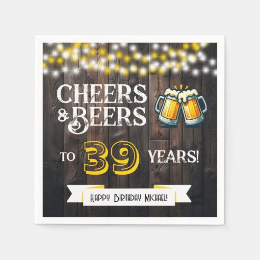 39年を祝う！おしゃれな誕生日パーティー スタンダードカクテルナプキン (正面)