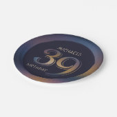 39日モダン濃い紫と金ゴールド ペーパープレート (アングル)