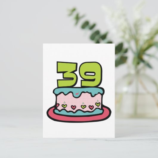 39歳お誕生日ケーキ ポストカード (スタンド正面)