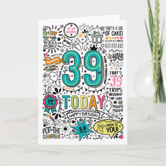 39歳の誕生日カード（印刷可能）| 即時ダウンロード 招待状