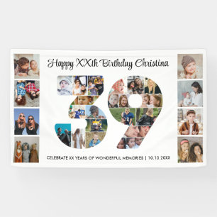 39歳の誕生日パーティーナンバー39フォトコラージュ 横断幕