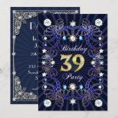 39歳の誕生日パーティー招待状　宝石がたくさん 招待状 (正面/裏面)