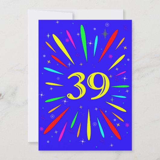 39歳の誕生日パーティー招待状 爆発 招待状 (正面)