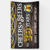 39歳の誕生日パーティー バナー お祝いの乾杯とビール 横断幕 (縦)