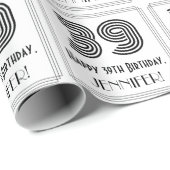 39歳の誕生日:アールデコ調のスタイル "39" + 名前 ラッピングペーパー (ロールコーナー)