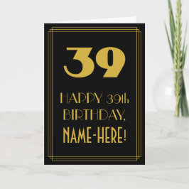 39歳の誕生日~アールデコ調の見た目「39」と名前 カード