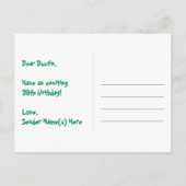 39歳の誕生日:ピンクのストライプとハート、レインボー39 ポストカード (裏面)