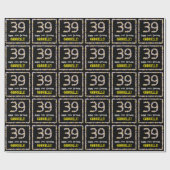 39歳の誕生日:花の数字、カスタム名 ラッピングペーパー (フラット)