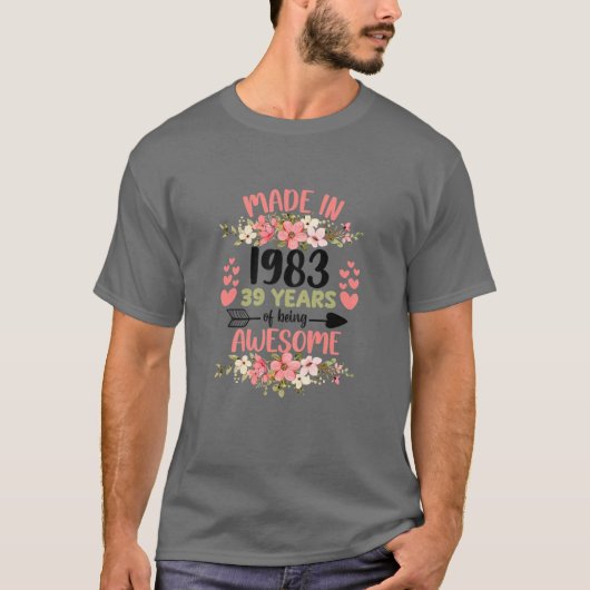 39歳39誕生日1983生まれ年女子 Tシャツ (正面)