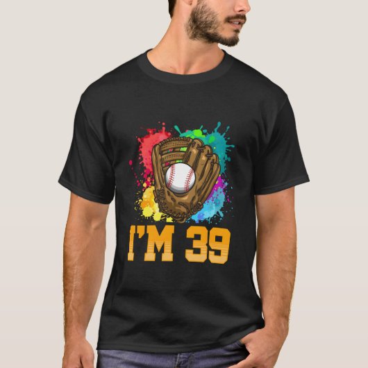39歳 野球グローブ 野球選手 39歳 Tシャツ (正面)