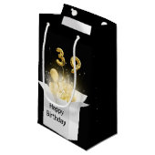 39番目の金ゴールド誕生日バルーン（白いボックス） スモールペーパーバッグ (正面アングル)