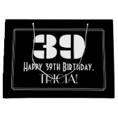 39誕生日インスパイア～アールデコルック"39" +名前 ラージペーパーバッグ (正面)