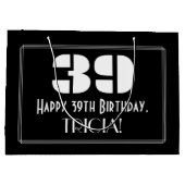 39誕生日インスパイア～アールデコルック"39" +名前 ラージペーパーバッグ (裏面)