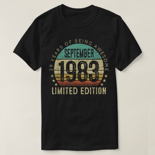 39誕生日ギフト1983年9月ヴィンテージ39年 Tシャツ (デザイン正面)