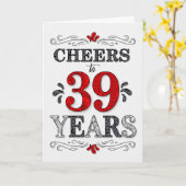 39誕生日応援の赤い白い黒のパターン カード (黄色い花)