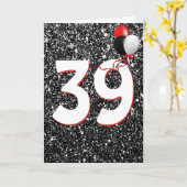 39誕生日風船ブラックカードグリッター カード (黄色い花)