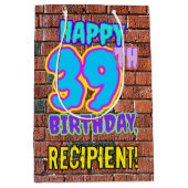 39誕生日:おもしろい、アーバングラフィティインスパイアルック ミディアムペーパーバッグ (正面)