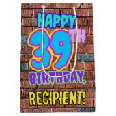 39誕生日:おもしろい、アーバングラフィティインスパイアルック ミディアムペーパーバッグ (裏面)
