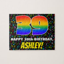 39誕生日:おもしろい、カラフル音楽シンボル、「39」
