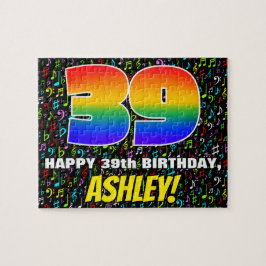 39誕生日:おもしろい、カラフル音楽シンボル、「39」 ジグソーパズル