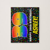 39誕生日:おもしろい、カラフル音楽シンボル、「39」 ジグソーパズル (縦)