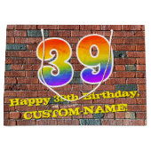 39誕生日:おもしろい、グラフィインスパイアティ・レインボー# 39 ラージペーパーバッグ (正面)