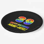 39誕生日:はっきりした,おもしろい,シンプルレインボー39 ペーパープレート (アングル)