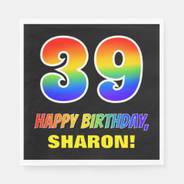 39誕生日:はっきりした,おもしろい,シンプル虹， 39 スタンダードランチョンナプキン