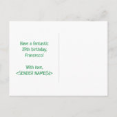 39誕生日:はっきりした,おもしろい,シンプル虹, 39 ポストカード (裏面)