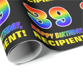 39誕生日:はっきりした,おもしろい,シンプル虹, 39 ラッピングペーパー (ロールコーナー)