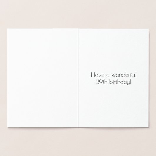 39誕生日~アールデコスタイル「39」と名前をカスタムする 箔カード (内部)