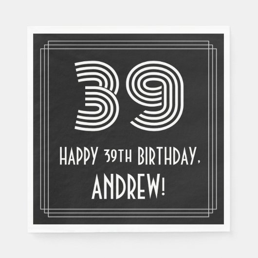 39誕生日:インスパイアアールデコ検索"39" +名前 スタンダードランチョンナプキン (正面)