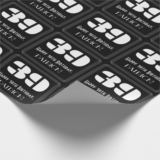 39誕生日:インスパイアアールデコ「39」と名前 ラッピングペーパー (角)