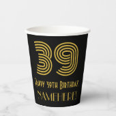 39誕生日:インスパイアアールデコ「39」と名前 紙コップ (正面)
