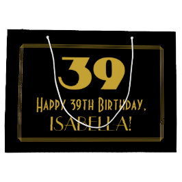 39誕生日—インスパイアアールデコ「39」の外観と名前 ラージペーパーバッグ