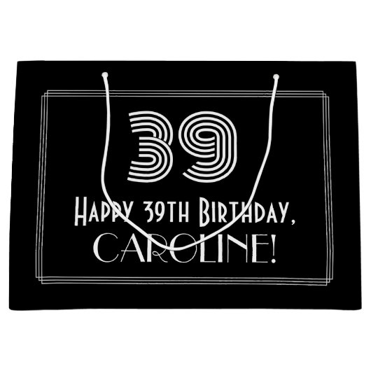 39誕生日—インスパイアアールデコ「39」の外観と名前 ラージペーパーバッグ (正面)