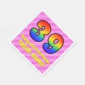 39誕生日:ピンクストライプのハート、レインボー# 39 スタンダードランチョンナプキン (角)