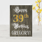 39誕生日:フェイク金ゴールドルック+木フェイク模様 カード (黄色い花)