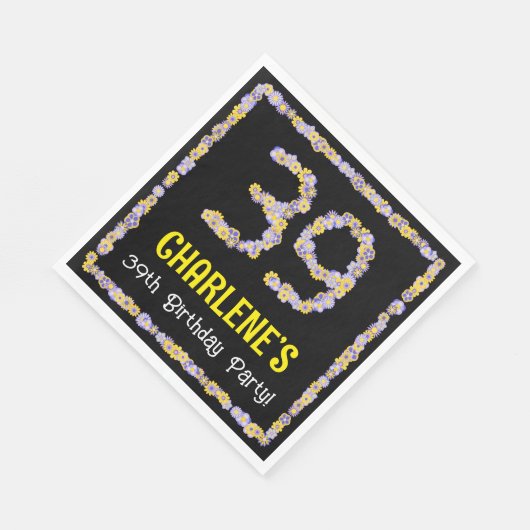 39誕生日:フローラ花数名前をカスタムする スタンダードランチョンナプキン (角)